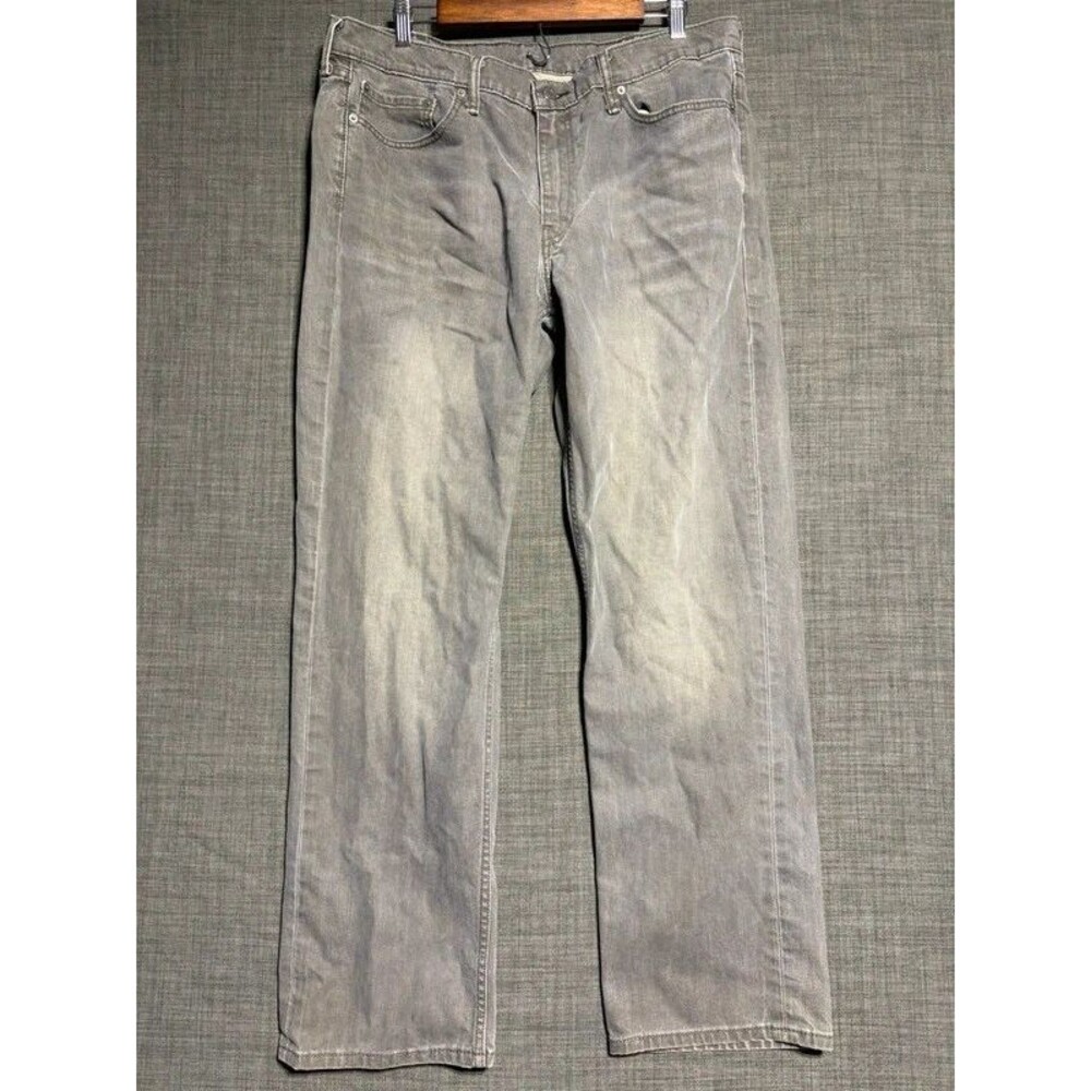 Levi's 514 Gray Washed Straight Leg Denim Jeans Pants Mens Size 38x32